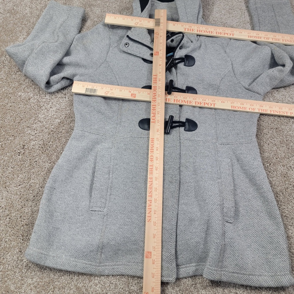 Sebby Womens Gray Herringbone Toggle Hooded Coat Jacket Size L - Picture 4 of 5